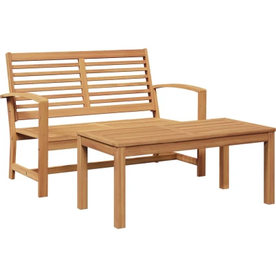 Afbeelding van vidaXL Tuinbank Set 2 pcs Bruin Massief teakhout