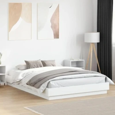 Image de vidaXL Cadre de lit avec lumières LED blanc 160x200 cm