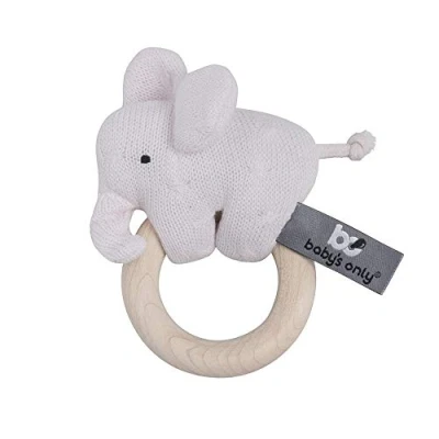 Afbeelding van Baby&#039;s Only Houten Baby rammelaar olifant gebreid Classic Roze cadeau