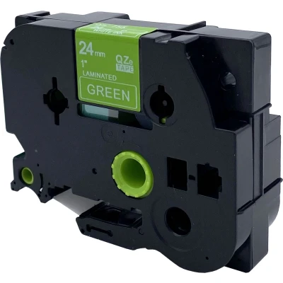 Afbeelding van DULA Brother Compatible label tape Tze 755 1 cassette P Touch Wit op groen 24mm x 8m