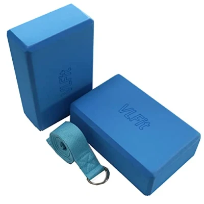 Afbeelding van High Density Yoga Blokken D Ring Katoen Stretch Band Kleur: Blauw