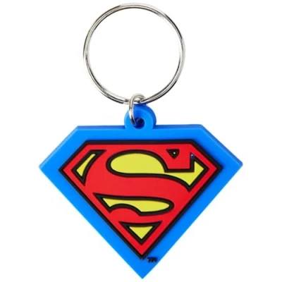 Afbeelding van Sleutelhanger Superman logo rubber metalen ring