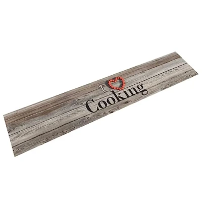 Afbeelding van Keukenmat wasbaar cooking print 60x300 cm fluweel grijs