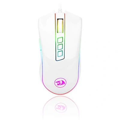 Afbeelding van Redragon M711 Cobra Gaming muis met 16,8 miljoen RGB kleuren en achtergrondverlichting, 10.000 dpi, verstelbaar, comfortabele grip, 7 programmeerbare toetsen (wit)