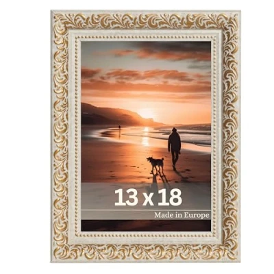Afbeelding van Victor antieke fotolijst&quot;Rubens&quot; beige goud in 13x18 cm Rand: 30x20 mm echt glas barok
