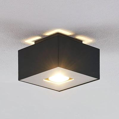 Afbeelding van Lindby plafondlamp 1licht staal H: 11 cm GU10 zwart, wit