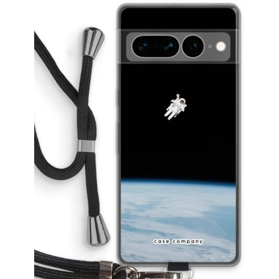 Afbeelding van Case Company® hoesje met Koord geschikt voor Google Pixel 7 Pro Alone in Space Telefoonhoesje Zwart Bescherming aan alle Kanten en Over de Schermrand