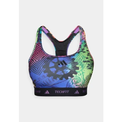 Afbeelding van adidas Performance X Jeremy Scott Pride BRA Sportbh met medium support, Dames, Maat: Small, Acid yellow/semi lucid fuchsia/active purple