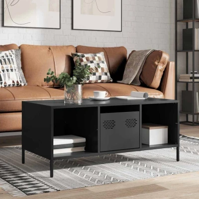 Afbeelding van vidaXL Salontafel 101,5x50x43,5 cm koudgewalst staal zwart