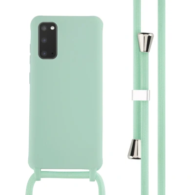Afbeelding van iMoshion hoesje Geschikt voor Samsung Galaxy S20 met koord Siliconen Mintgroen