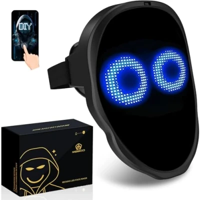 Afbeelding van Megoo led masker met Bluetooth, programmeerbaar, voor cosplay, party, coolste (AA batterij)