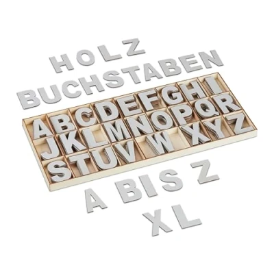 Afbeelding van Relaxdays houten letters 208 delig alfabet blokletters knutselen kinderkamer
