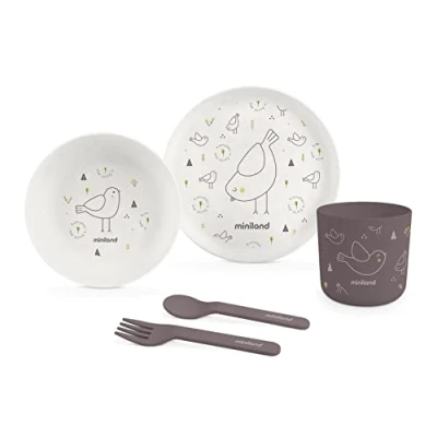 Afbeelding van ML Baby: EETSET KUIKEN, 5 delig, in bioplastiek, ecofriendly collectie, vaatwasmachinebestendig, 6m+