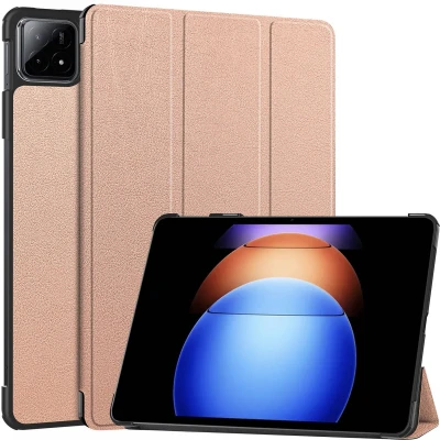 Afbeelding van iMoshion Tablet Hoes Geschikt voor Xiaomi Pad 6S Pro 12.4 Trifold Bookcase Rosé goud