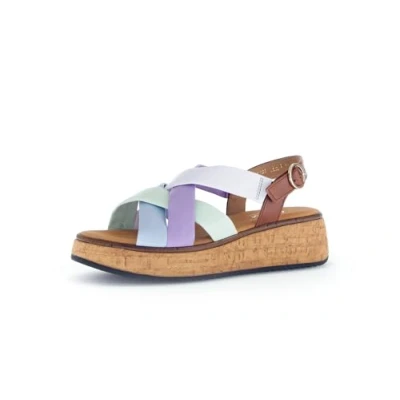 Afbeelding van Gabor Comfort Sandalen met sleehak, Dames, Maat: 37, Sky/lila/pista/cam Leer