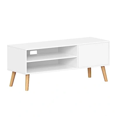 Afbeelding van TV meubel met 1 deur 40 x 120 49 cm wit voor TV&#039;s tot 55 inch in industrieel design