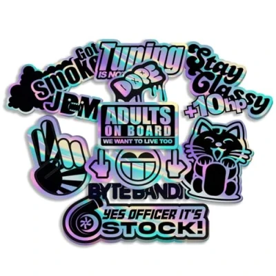 Afbeelding van Finest Folia JDM Stickerset voor auto motorfiets Japanse helm OEM tuning zelfklevende folie weerbestendig R207 (stickervel 6 met effect
