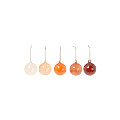 Afbeelding van Iittala Oiva Toikka Glazen kerstbal 8 cm rood set van 5