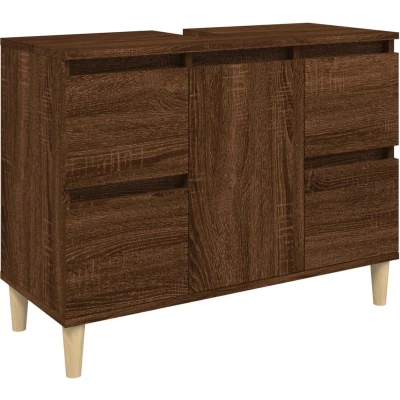 Afbeelding van Wastafelkast 80X33X60 Cm Bewerkt Hout Bruin Eikenkleur