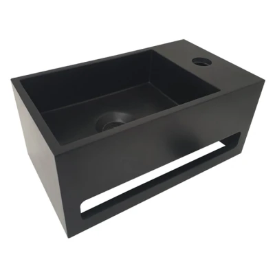Afbeelding van Wiesbaden Julia fontein rechts Solid surface 35 x 20 16 cm mat zwart