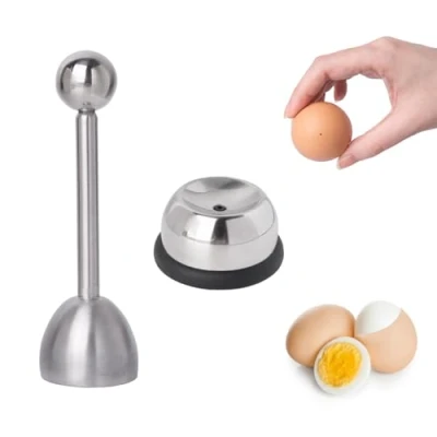 Afbeelding van eieropener met eierprikker, 2 stuks, roestvrij staal, eiersnijder, eierbreker, gereedschap voor keuken, eetkamer, bar
