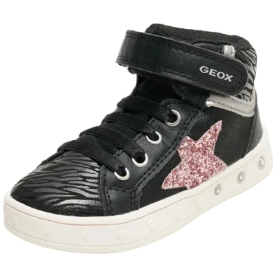 Afbeelding van Geox Skylin GIRL Light UP Sneakers hoog voor kinderen, Maat: 29, Black/dark pink Imitatieleer/ textiel