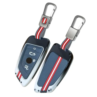 Afbeelding van Yamlten BMW autosleutelhoes (1 stuk) voor X1, X2, X3, X5, X6 en 1, 2, 3, 4, 5, 6, 7, 4 knoppen, zinklegering met zwarte sleutelhanger