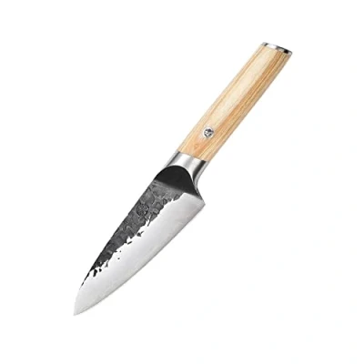 Afbeelding van MITSUMOTO SAKARI Japans keukenmes, roestvrij staal met een hoog koolstofgehalte, fruitmes, handgesmeed keukenmessen (handvat van pakkethout)