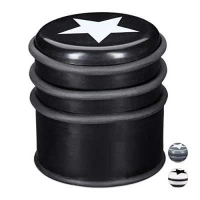 Afbeelding van Relaxdays deurstop ster massief deurstopper 8 cm hoog rubberringen deurbuffer zwart