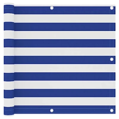Afbeelding van vidaXL Balkonscherm, wit en blauw, 90 x 500 cm, Oxford stof