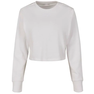 Afbeelding van Build your Brand Ladies ́ Terry Cropped Crew BY131 White
