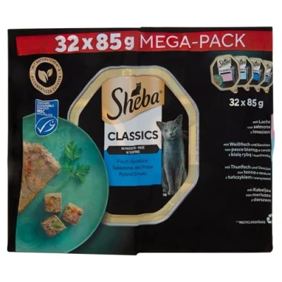 Afbeelding van 32x85g Classics in Paté Variaties Kuipjes Sheba Kattenvoer