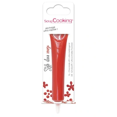 Afbeelding van ScrapCooking Rode chocostift Voedselpen Voor gebak, 25 g Eetbare decoratieve pen Schrijven en tekenen op desserts, cakes koekjes Kerstmis verjaardagen 6803