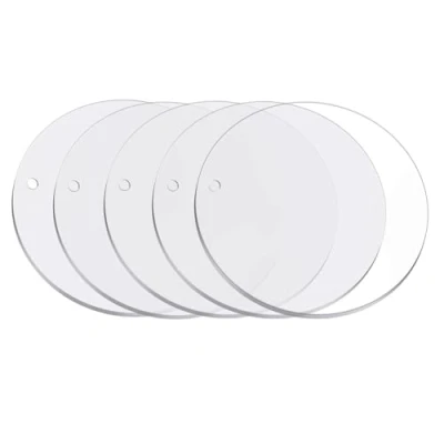 Afbeelding van 5 stuks acrylplaten, rond, transparant, grote dikke acrylplaat, 20 cm, perfect voor doe het zelfprojecten, borden, fotolijsten, schilderijen en meer