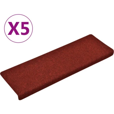 Afbeelding van Trapmatten 5 st 65x21x4 cm naaldvilt bordeauxrood