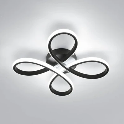 Image de Comely plafonnier LED moderne, 30w 3375lm, en forme de fleur pour couloir, balcon, chambre à coucher, salon, lumière blanche 6500k, 30cm, noir