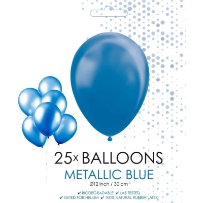 Afbeelding van Blauwe ballonnen metallic 30cm 25 stuks