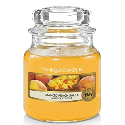 Afbeelding van Yankee Candle Geurkaars (klein) Mango Peach Salsa Brandt tot 30 uur
