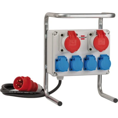 Afbeelding van Brennenstuhl Compacte Kleine Stroomverdeler Bkv 2/4 G Ip44 / Bouwstroomverdeler Met Stalen Buisframe (2 M Kabel, Voor Continu Gebruik Buitenshuis Ip44)