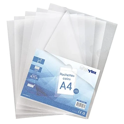 Afbeelding van Waytex 931308 Hoektas, transparant, A4, generfd, 90 micron, 50 stuks