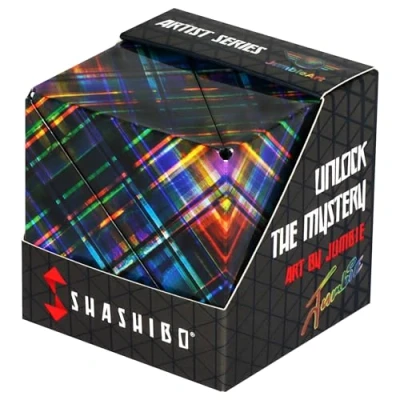 Afbeelding van SHASHIBO Vormveranderende Kubus Bekroonde, Gepatenteerde Friemelkubus met 36 Zeldzame aardemagneten Transformeert in Meer dan 70 Vormen (Artist Series Disco Plaid)