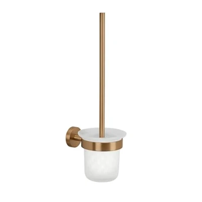 Afbeelding van Tesa Moon WC set met houder en toilet, gesatineerd glas, van PVD gecoat metaal, zonder boren, kleefoplossing, geborsteld brons, 379 x 112 145 mm