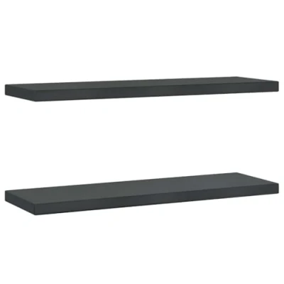 Afbeelding van Wandschappen 2 st 75x23,5x3 cm roestvrijstaal zwart