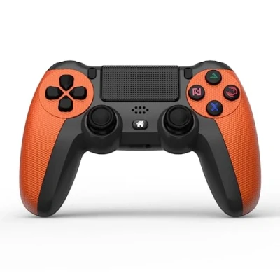 Afbeelding van NK Draadloze controller voor PS4/PS3/PC/Mobile Dualshock vibratie, 6 assige detectiefunctie, ledlicht, touchscreen, hoofdtelefoonaansluiting, oplaadkabel inbegrepen, oranje