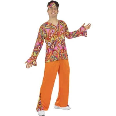 Afbeelding van FUNIDELIA Vrolijk Hippie Kostuum voor mannen Maat: XXL Blauw