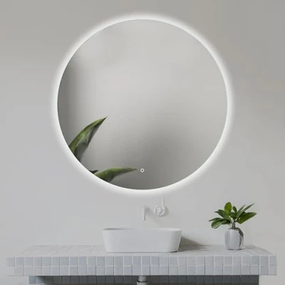Afbeelding van Venti 80 cm ronde badkamerspiegel met ledverlichting, led aanraakschakelaar, spiegel natuurlijk wit, achtergrondverlichting