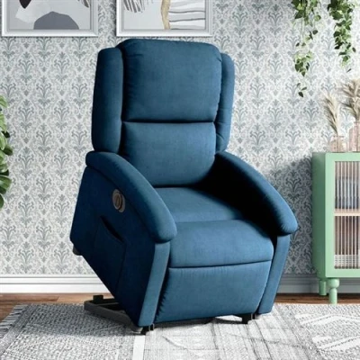 Image de vidaXL Fauteuil inclinable électrique bleu velours3204332