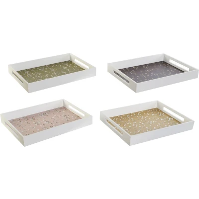 Afbeelding van Dienblad Dkd Home Decor Hout Mdf Shabby Chic 40 X 30 5 Cm (4 Stuks)