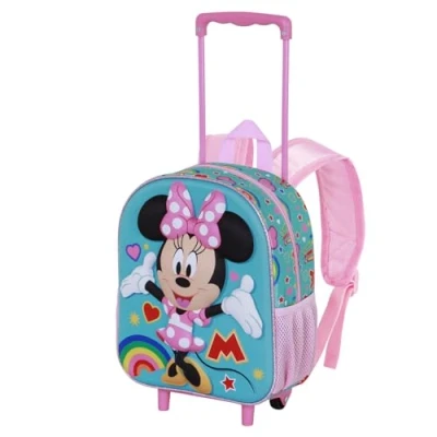 Afbeelding van Disney Minnie Mouse Greet Small 3D rugzak met wieltjes, turquoise, 26 x 34 cm, inhoud 7 l, één maat, Kleine wielen, turkoois,