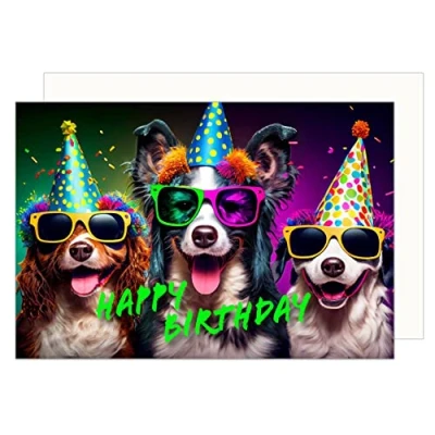 Afbeelding van verjaardagskaart met premium envelop van uitgeverij Seidel Verlag grappige en coole voor mannen vrouwen tieners jongens meisjes hond (G3503 SW023)